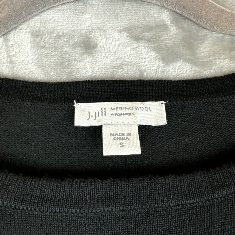 J. Jill 100% Merino Wool Sweater Womens Small Black Crew Neck Lightweight (1009) - Picture 2 of 10